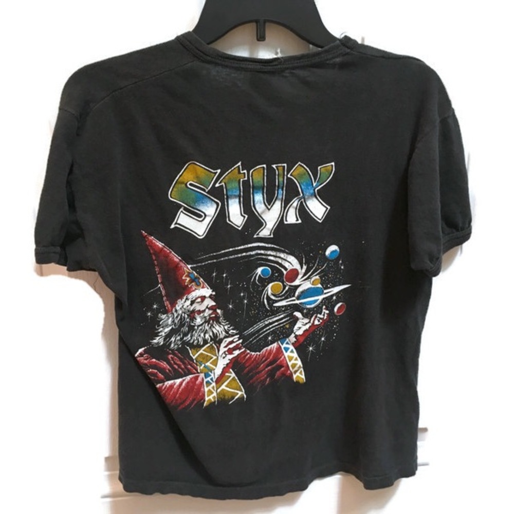 Vintage 1981 Styx T-shirt Size L Band Classic Rock Wizard  Man Of Miracles Black - Picture 3 of 6